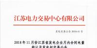 江苏2018年11月发电企业月内合同电量转让及发电权交易11月30日申报