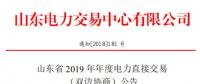 山东省2019年年度电力直接交易（双边协商）12月25日申报