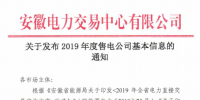 安徽电力交易中心今日发布了《关于发布2019年度售电公司基本信息的通知》