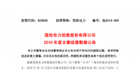“五大四小”之国投电力发布2018年度主要经营数据