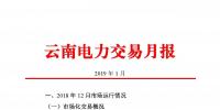 昆明电力交易中心发布了《云南电力交易月报(2019年1月)》