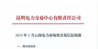 昆明电力交易中心发布了《2019年2月云南电力市场化交易信息披露》