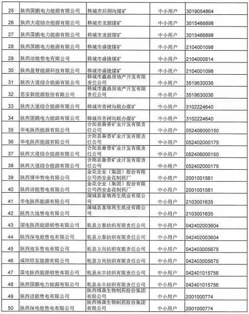 陕西2019上半年售电公司代理中小用户自主协商直接交易申报情况