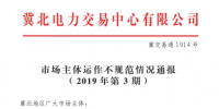 冀北2019年3月市场主体运行不规范情况通报:部分市场成员交易行为不严肃