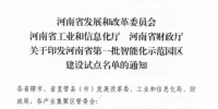 河南省确定第一批智能化示范园区建设试点名单