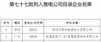 广东第七十七批列入售电公司目录企业名单