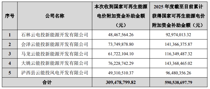 云南能投 再生能源电价